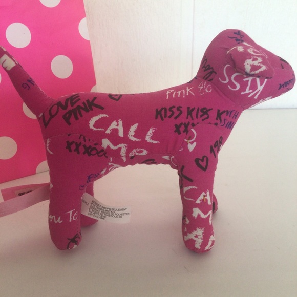 PINK VICTORIAS SECRET GRAFFITI PRINT MINI DOG - Picture 1 of 11